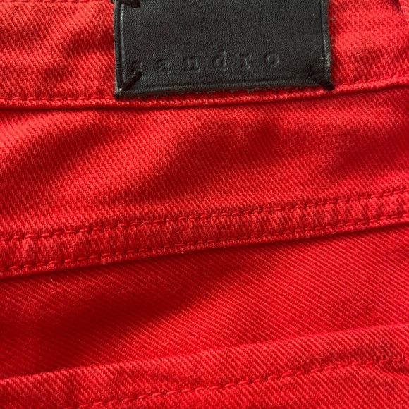 Sandro red jeans with side zipper size 38 - Picture 5 of 9